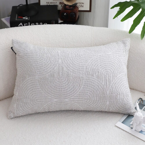 35cm Throw Pillow Off White Lumbar Embroidered Decorative Cover Stitch - Image 2