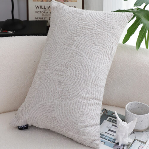35cm Throw Pillow Off White Lumbar Embroidered Decorative Cover Stitch - Image 4