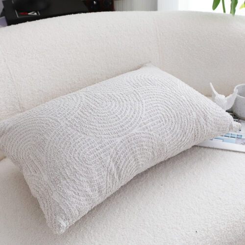 35cm Throw Pillow Off White Lumbar Embroidered Decorative Cover Stitch - Image 8