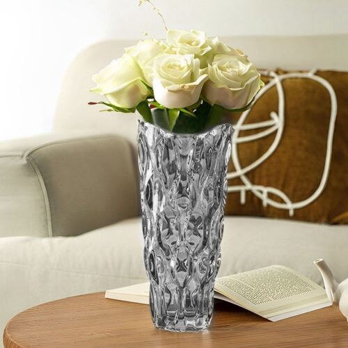 30cm Glass Grey Vase Crystal VASE Thick Modern Decor - Image 2
