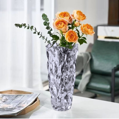 30cm Glass Grey Vase Crystal VASE Thick Modern Decor - Image 4