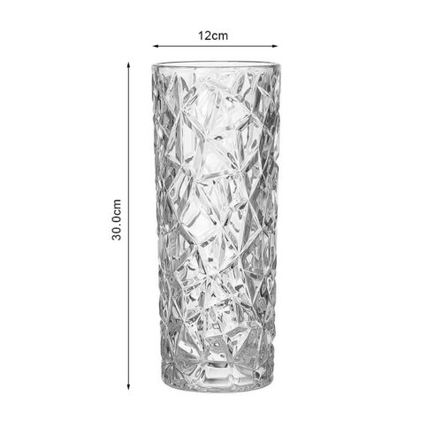 30cm Sleek Clear Glass Vase Elegant Wide Crystal for Modern Decor - Image 5
