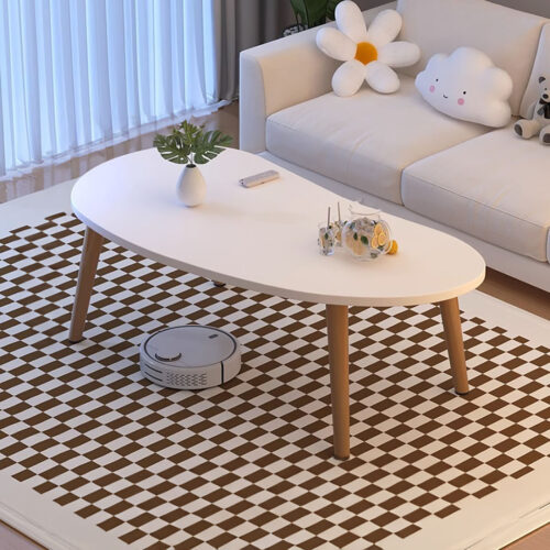 80x40cm White Living Room Nordic Coffee Table Simple Modern Home - Image 2