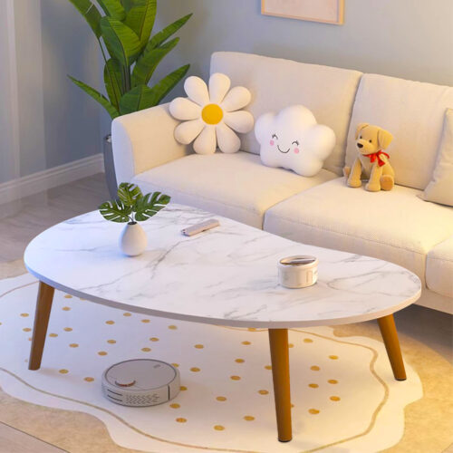 80x40cm White Stone Pattern Living Room Nordic Coffee Table Modern - Image 4