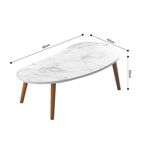 80x40cm White Stone Pattern Living Room Nordic Coffee Table Modern - Image 5