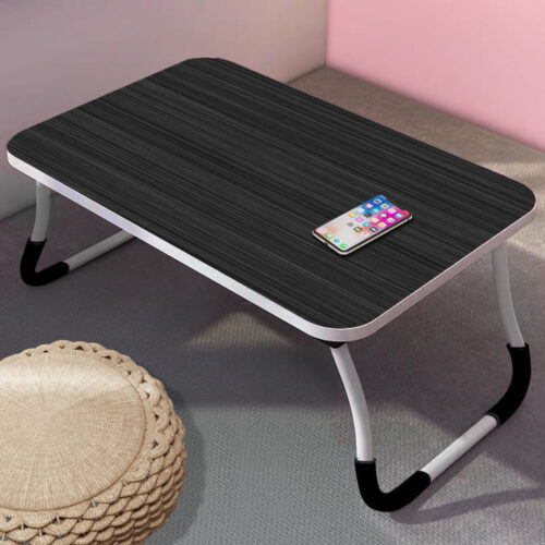 2x Black Portable Bed Table Adjustable Folding Bed Sofa Study Table Laptop Mini Desk Breakfast Tray Decor - Image 2