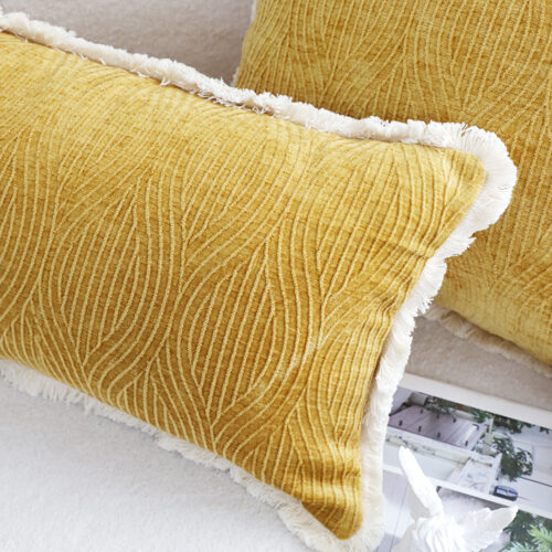 35cm Throw Pillow Turmeric Yellow Aesthetic Chenille Texture - Image 4