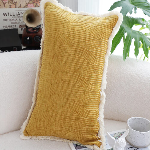 35cm Throw Pillow Turmeric Yellow Aesthetic Chenille Texture - Image 6