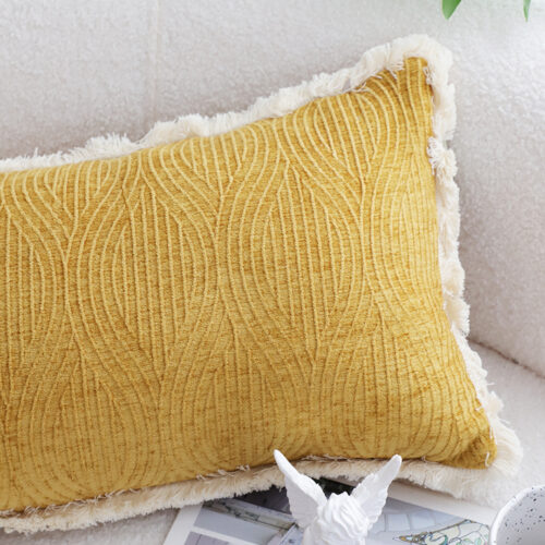 35cm Throw Pillow Turmeric Yellow Aesthetic Chenille Texture - Image 7