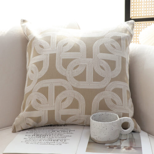 50cm Throw Pillow Beige Interlocking Geometric Pattern Modern Accent - Image 2
