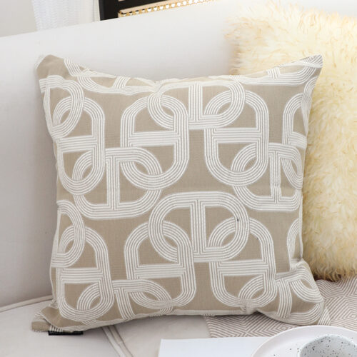 50cm Throw Pillow Beige Interlocking Geometric Pattern Modern Accent - Image 6