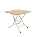 Wood-Colored Dining Table Portable Square Surface Space Saving Folding Desk Decor