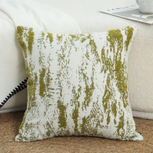 50cm Throw Pillow White Olive Green Deluxe Polyester Fiber Cotton - Image 2