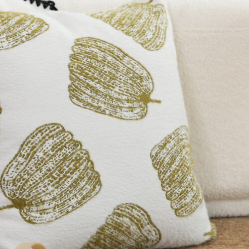 50cm Throw Pillow White with Olive Green Autumn Harvest Pumpkin Print Decor - Image 3