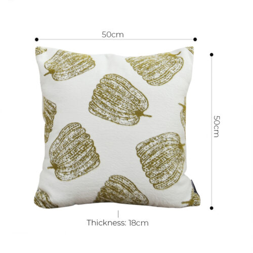 50cm Throw Pillow White with Olive Green Autumn Harvest Pumpkin Print Decor - Image 5