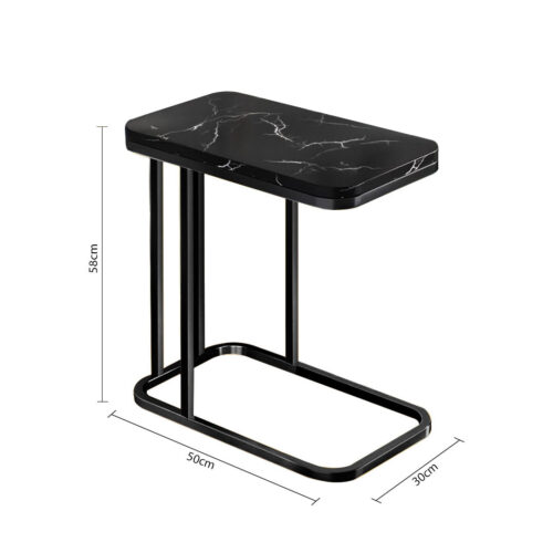 30x50cm Black Ceramic Sofa Side Square Mini Table Black Metal Legs - Image 5