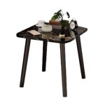 40cm Black Ceramic Table Stone Pattern Compact Modern with Black Metal Legs