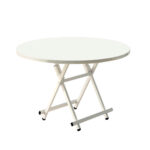White Dining Table Portable Round Surface Space Saving Folding Desk Decor