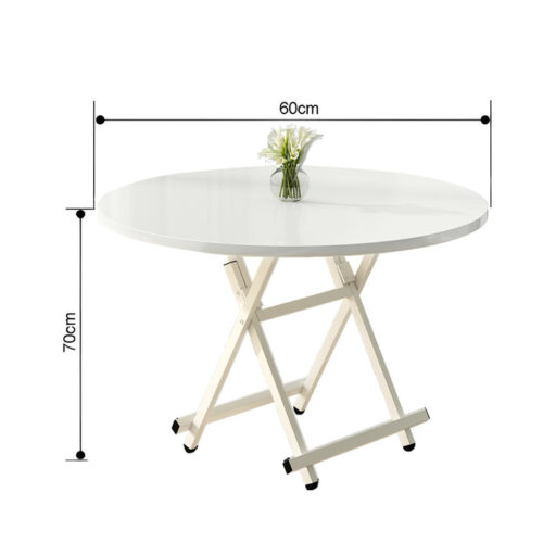 White Dining Table Portable Round Surface Space Saving Folding Desk Decor - Image 8