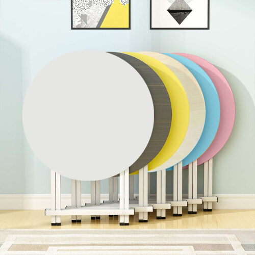 White Dining Table Portable Round Surface Space Saving Folding Desk Decor - Image 10