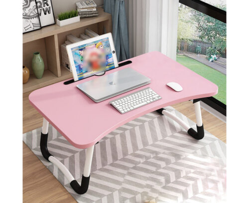 2x Pink Portable Bed Table Adjustable Folding Bed Sofa Study Table Laptop Mini Desk with Notebook Stand Holder - Image 2