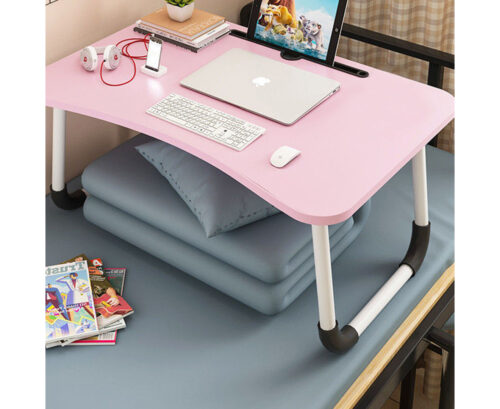 2x Pink Portable Bed Table Adjustable Folding Bed Sofa Study Table Laptop Mini Desk with Notebook Stand Holder - Image 3