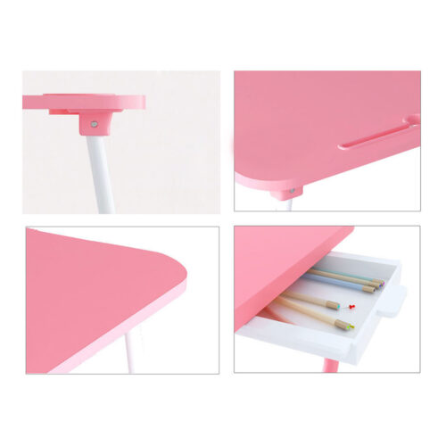 2x Pink Portable Bed Table Adjustable Folding Bed Sofa Study Table Laptop Mini Desk with Notebook Stand Holder - Image 5