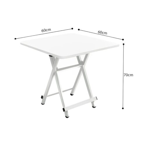 White Dining Table Portable Square Surface Space Saving Folding Desk with Lacquered Legs Decor - Image 6