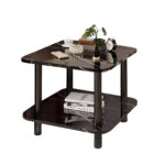 70cm Black Ceramic Side Table Stone Pattern Modern with Black Metal Legs