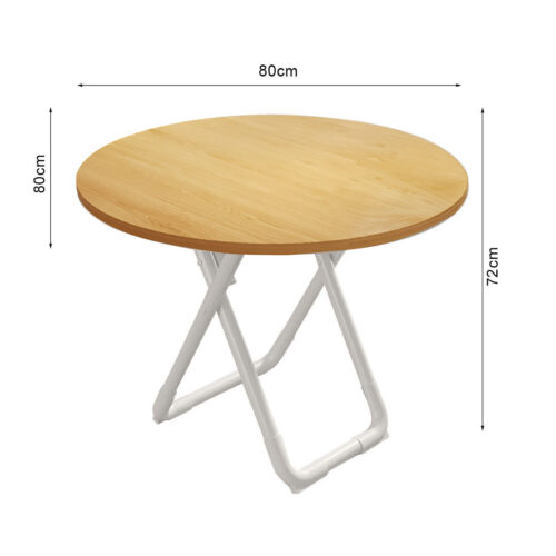 80cm Wood Color Round Table with White Legs Modern - Image 7