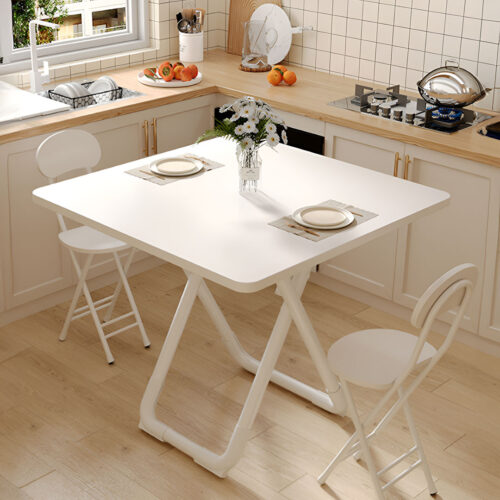 80cm White Square Table with White Legs Modern Minimalist - Image 3
