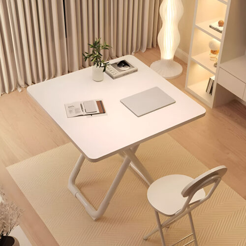 80cm White Square Table with White Legs Modern Minimalist - Image 7