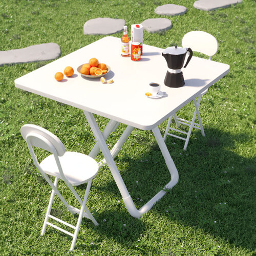 80cm White Square Table with White Legs Modern Minimalist - Image 8