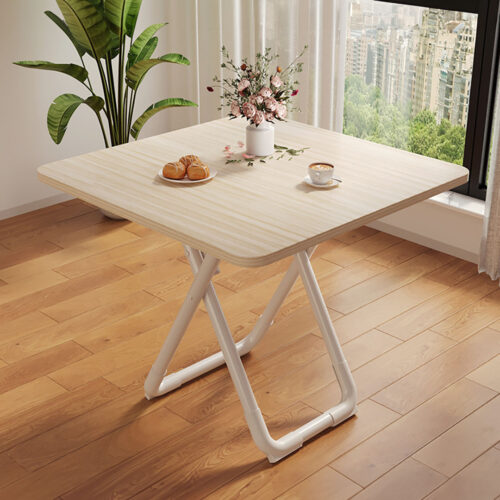 80cm Light Square Table with White Legs Modern - Image 2
