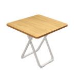 80cm Wood Color Board Square Table with White Legs Modern