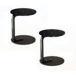 2x 50cm Black Marble Mini Side Table Movable Lightweight Black Frame