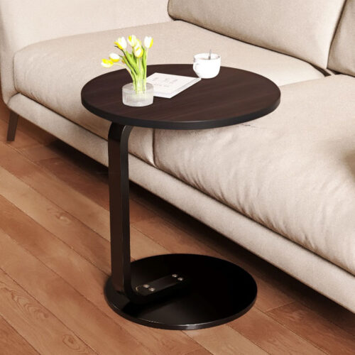 50cm Wood Board Mini Side Table Movable Lightweight Black Frame - Image 2