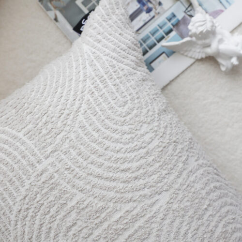2x 35cm Throw Pillow Off White Lumbar Embroidered Decorative Cover Stitch - Image 3