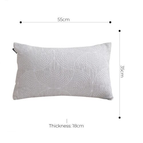 2x 35cm Throw Pillow Off White Lumbar Embroidered Decorative Cover Stitch - Image 5