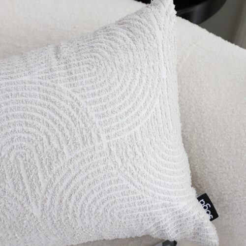 2x 35cm Throw Pillow Off White Lumbar Embroidered Decorative Cover Stitch - Image 6