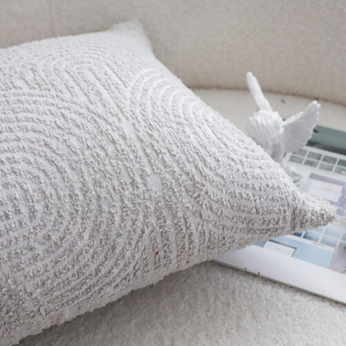 2x 35cm Throw Pillow Off White Lumbar Embroidered Decorative Cover Stitch - Image 7