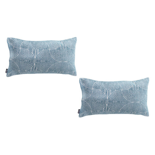 2x 35cm Blue Throw Pillow Geometric Indoor Outdoor Corded