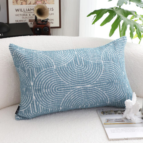 2x 35cm Blue Throw Pillow Geometric Indoor Outdoor Corded - Image 2