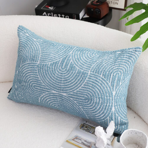 2x 35cm Blue Throw Pillow Geometric Indoor Outdoor Corded - Image 3
