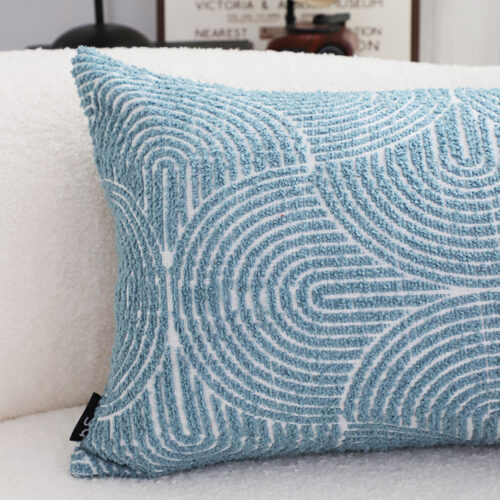 2x 35cm Blue Throw Pillow Geometric Indoor Outdoor Corded - Image 4