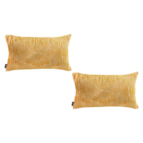 2x 35cm Mustard Yellow Throw Pillow Geometric Indoor Outdoor Corded
