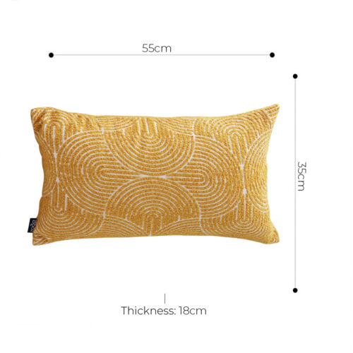 2x 35cm Mustard Yellow Throw Pillow Geometric Indoor Outdoor Corded - Image 5