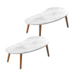 2x 80x40cm White Stone Pattern Living Room Nordic Coffee Table Modern