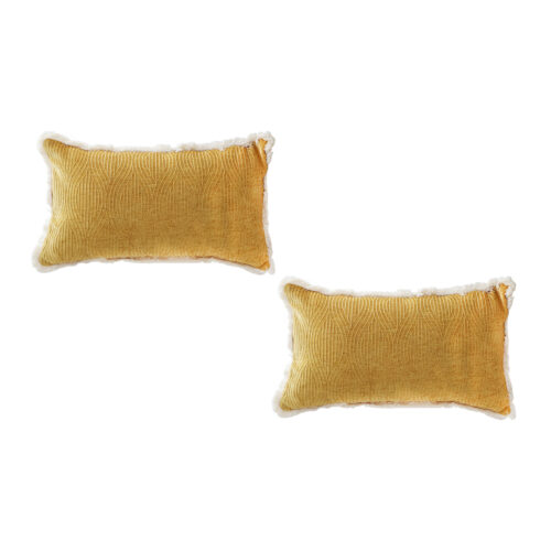 2x 35cm Throw Pillow Turmeric Yellow Aesthetic Chenille Texture