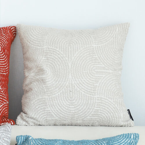 2x 50cm Throw Pillow Off White Lumbar Embroidered Decorative Cover Stitch - Image 4
